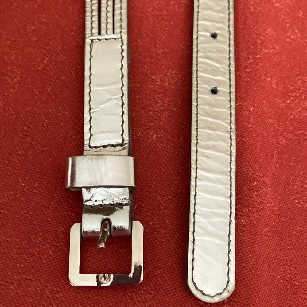 J Crew Metallic Silver Leather Belt